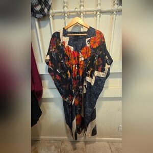 Kaftan Lounge Wear Floral Embellished Patterned Dress